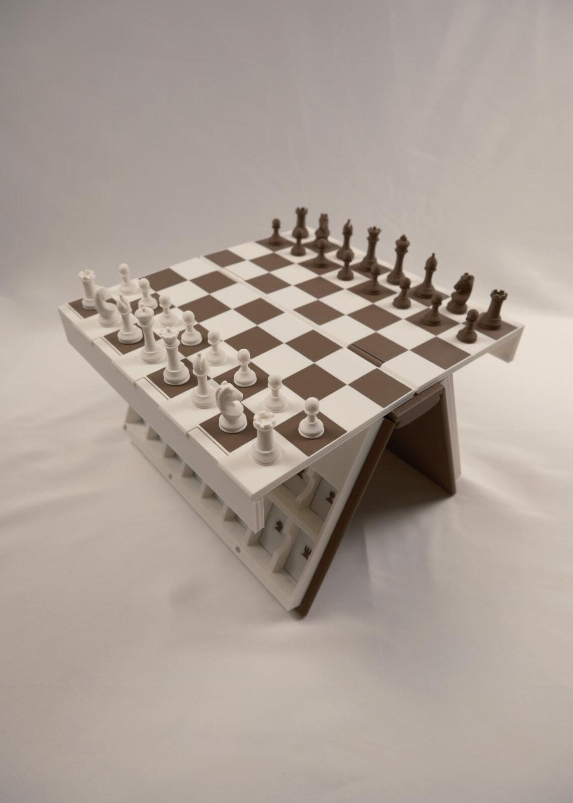 ChessBook fully set up as a chess board ready to play